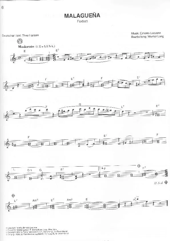 télécharger la partition d'accordéon Malagueña (Arrangement pour accordéon de Werner Lang) (Fox Trot) au format PDF