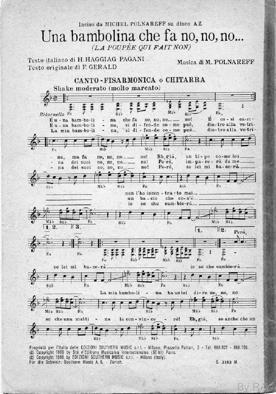télécharger la partition d'accordéon Una bambolina che fa no no no (La poupée qui fait non) (Swing Madison) au format PDF