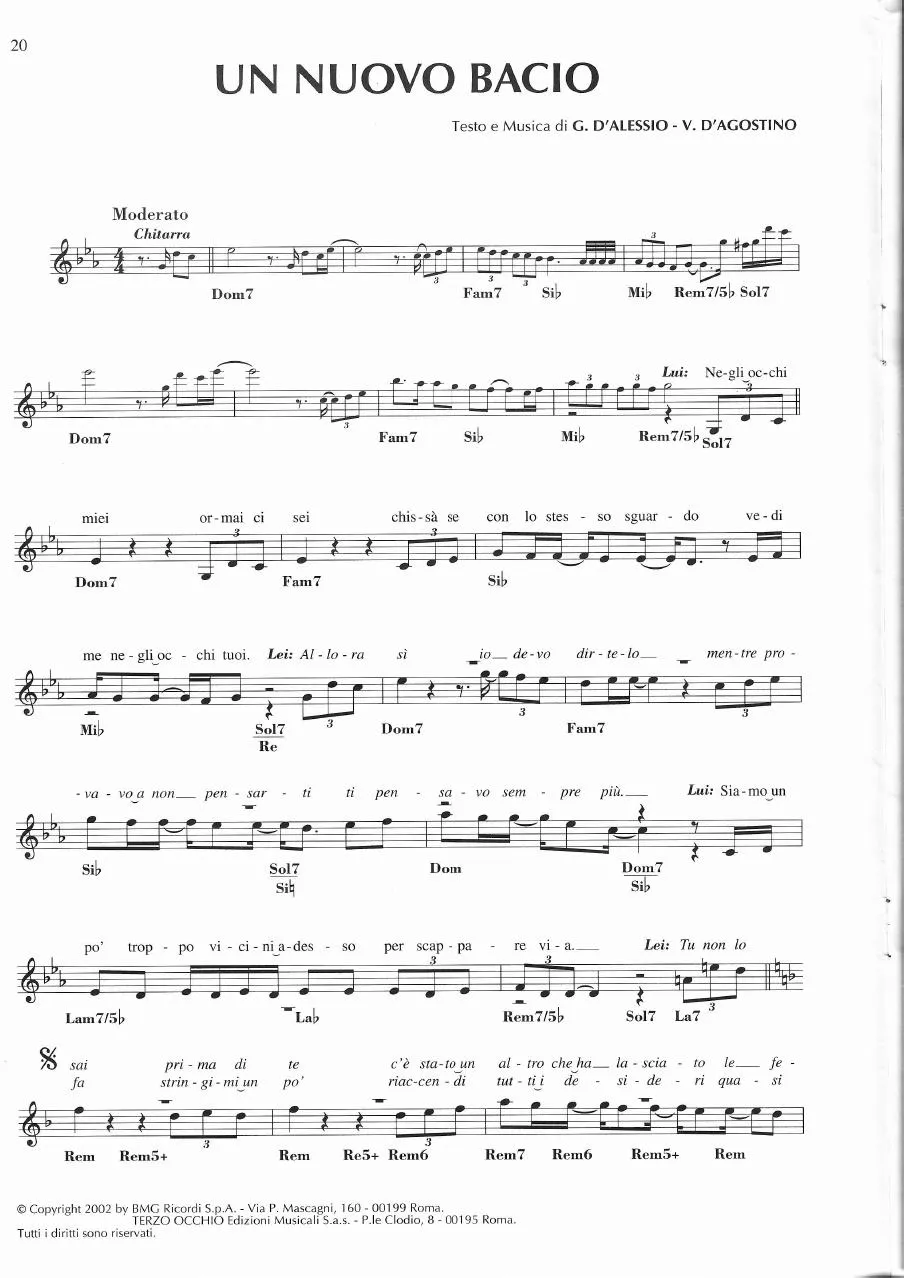 télécharger la partition d'accordéon Un nuovo bacio (Chant : Anna Tatangelo & Gigi D'Alessio) (Slow) au format PDF