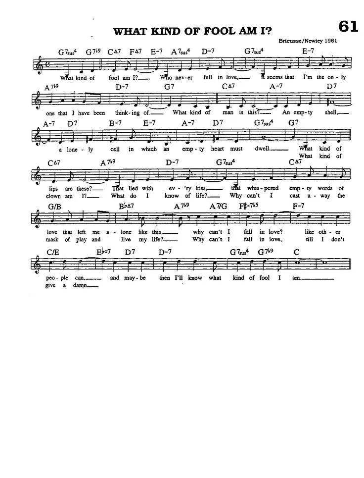 télécharger la partition d'accordéon What kind of fool am I (Chant : Sammy Davis Jr) (Slow) au format PDF