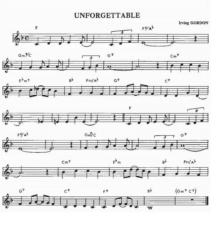 télécharger la partition d'accordéon Unforgettable (Chant : Nat King Cole) (Slow) au format PDF