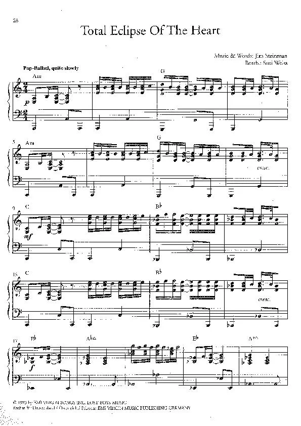 télécharger la partition d'accordéon Total eclipse of the heart (Arrangement : Susi Weiss) (Slow) au format PDF