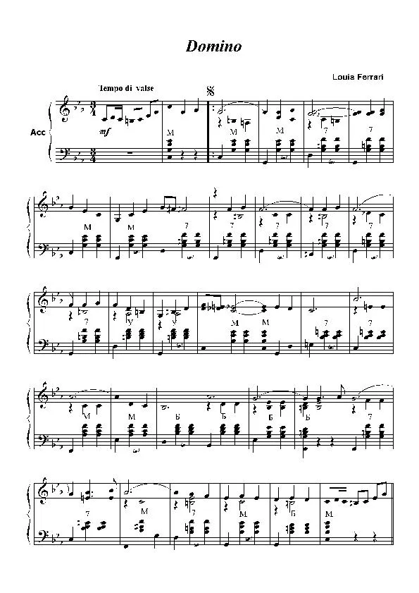 télécharger la partition d'accordéon Domino (Valse) au format PDF