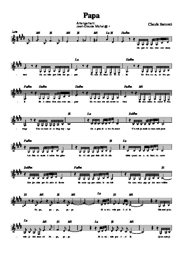 télécharger la partition d'accordéon Papa (Arrangement : Jean-Claude Michel) au format PDF