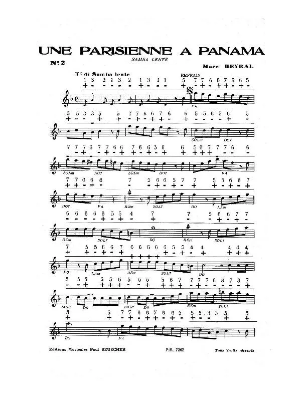 télécharger la partition d'accordéon Une parisienne à Panama (Samba Lente) au format PDF