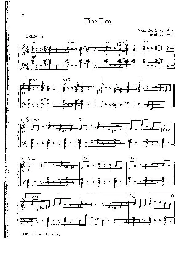 télécharger la partition d'accordéon Tico tico (Arrangement : Susi Weiss) (Samba) au format PDF
