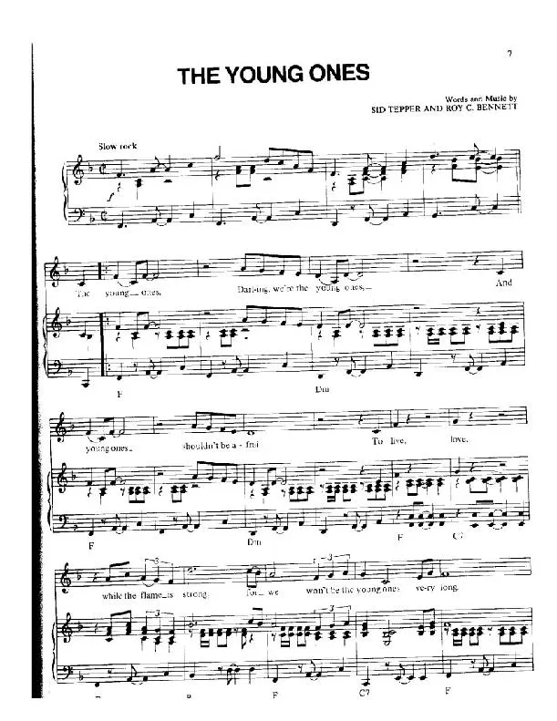 télécharger la partition d'accordéon The Young Ones (Chant : Cliff Richard and The Shadows) (Slow-Rock) au format PDF