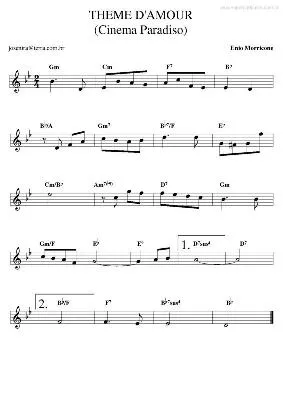 télécharger la partition d'accordéon Theme d'amour (Love theme) (Du Film : Cinema Paradiso) (Slow) au format PDF