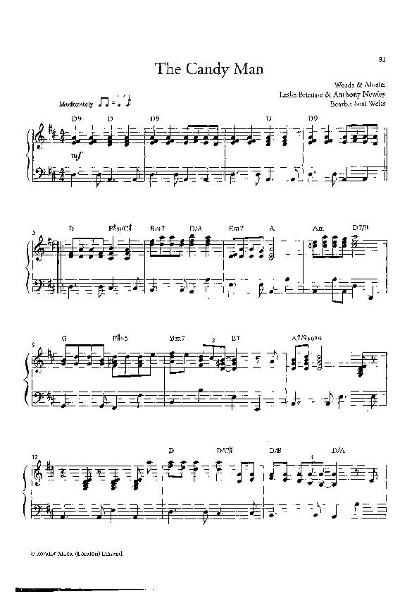 télécharger la partition d'accordéon The Candy Man (Arrangement : Susi Weiss) (Chant : Sammy Davis Jr) (Quickstep) au format PDF