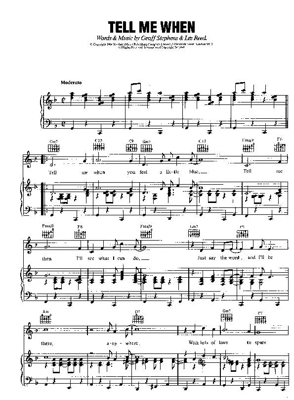 télécharger la partition d'accordéon Tell me when (Interprètes : The Applejacks) (Quickstep) au format PDF