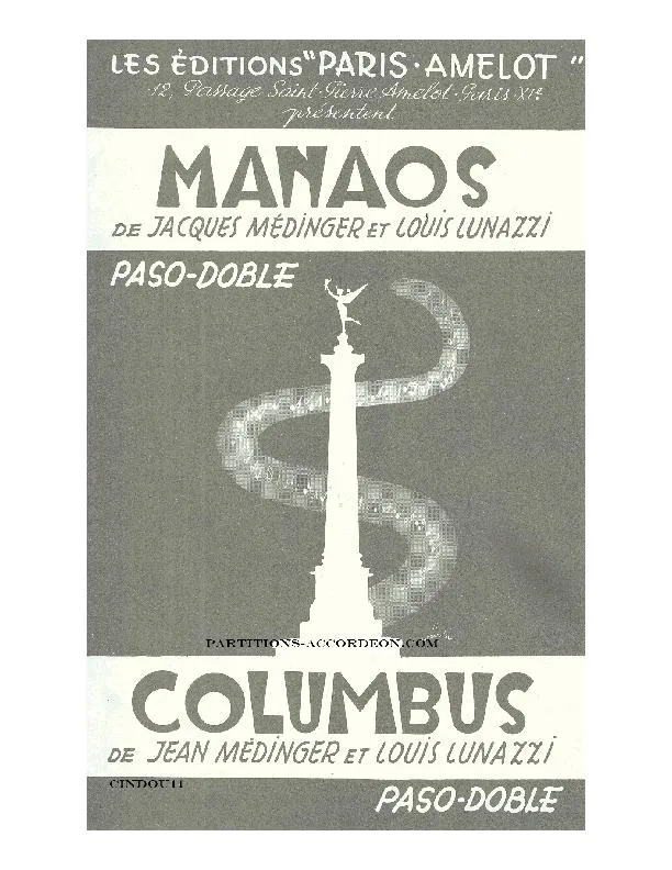 télécharger la partition d'accordéon Manaos (Orchestration Complète) (Paso Doble) au format PDF