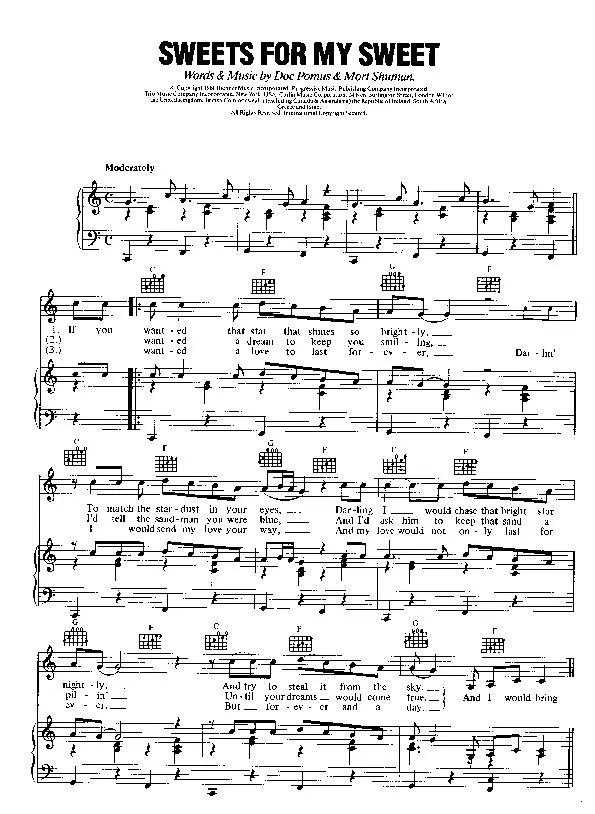 télécharger la partition d'accordéon Sweets for my sweets (Interprètes : The Drifters) (Boléro) au format PDF