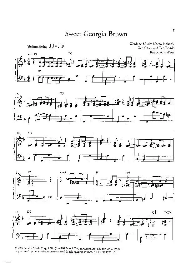 télécharger la partition d'accordéon Sweet Georgia Brown (Arrangement : Susi Weiss) (Swing Jazz) au format PDF