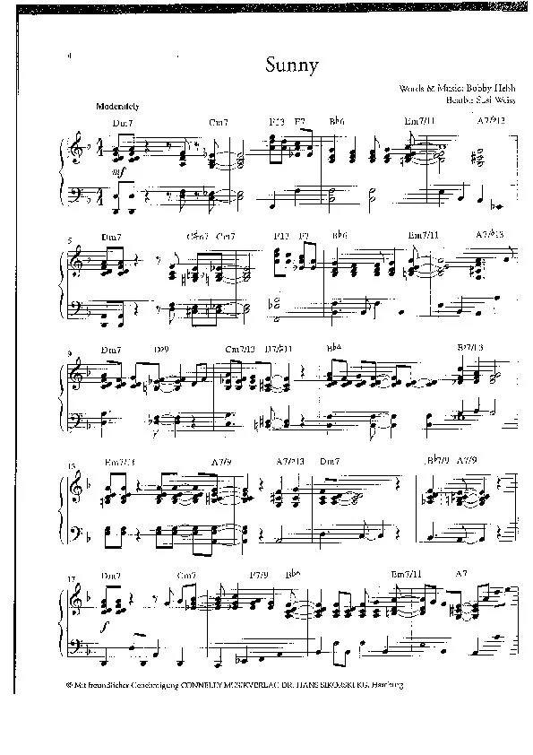 télécharger la partition d'accordéon Sunny (Arrangement : Susi Weiss) (Swing Madison) au format PDF