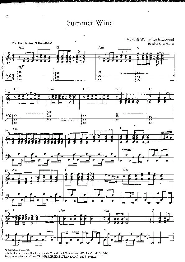 télécharger la partition d'accordéon Summer wine (Arrangement : Susi Weiss) (Swing Madison) au format PDF