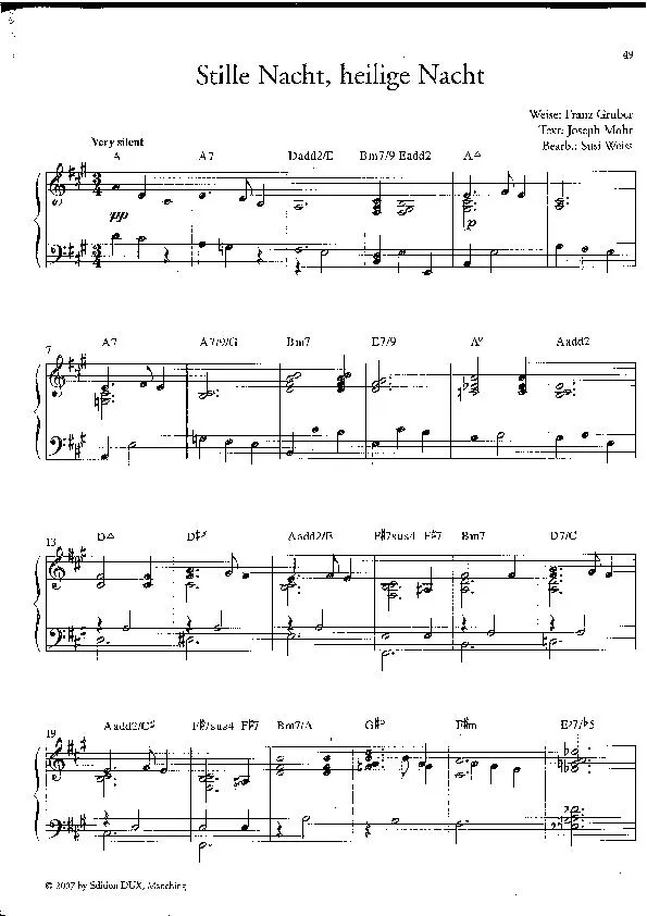 télécharger la partition d'accordéon Stille Nacht Heilige Nacht (Arrangement : Susi Weis) (Chanson de Noël) (Valse Boston) au format PDF
