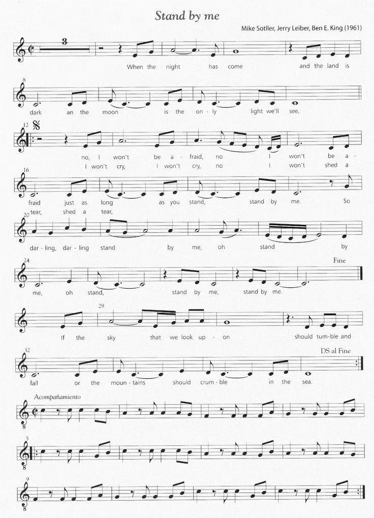 télécharger la partition d'accordéon Stand by me (Rumba) au format PDF