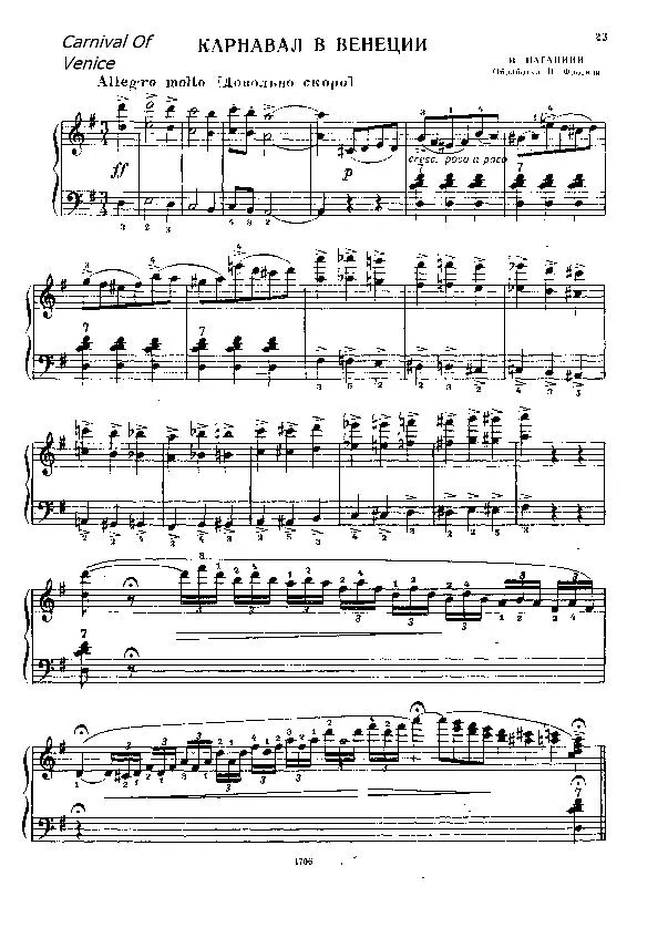 télécharger la partition d'accordéon Carnival of Venice (Carnaval de Venise) (Arrangement : Pietro Frosini) (Accordéon) au format PDF