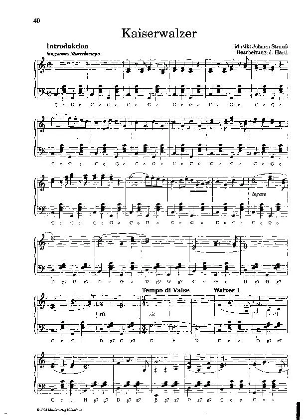 télécharger la partition d'accordéon Kaiserwalzer (La valse de l'empereur) (Arrangement pour accordéon de J Hartl) (Valse viennoise) au format PDF