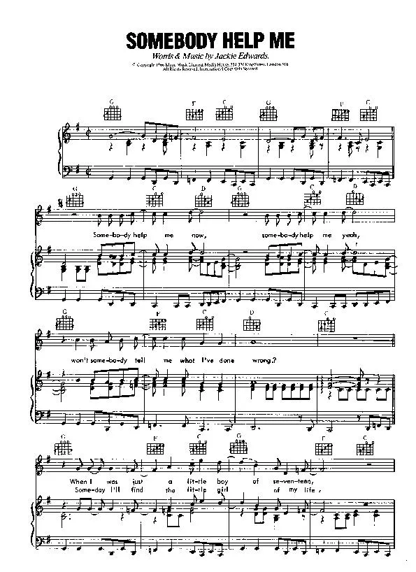 télécharger la partition d'accordéon Somebody help me (Interprètes : The Spencer Davis Group) (Disco Rock) au format PDF