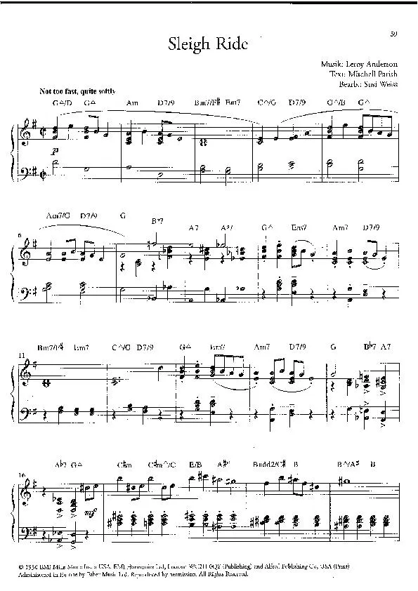 télécharger la partition d'accordéon Sleigh ride (Arrangement : Susi Weiss) (Chant de Noël) au format PDF