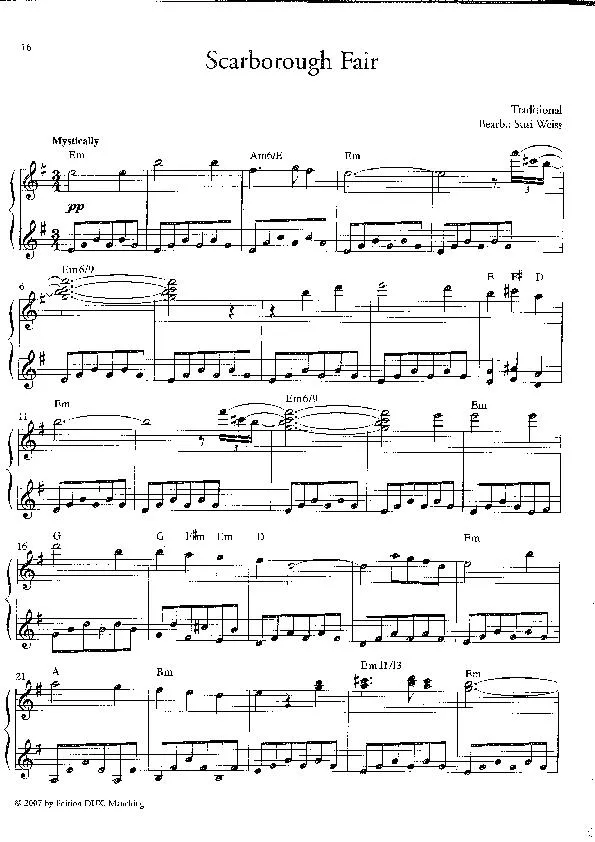 télécharger la partition d'accordéon Scarborough Fair (Arrangement : Susi Weiss) (Chant : Simon & Garfunkel / Martin Carthy) (Valse) au format PDF