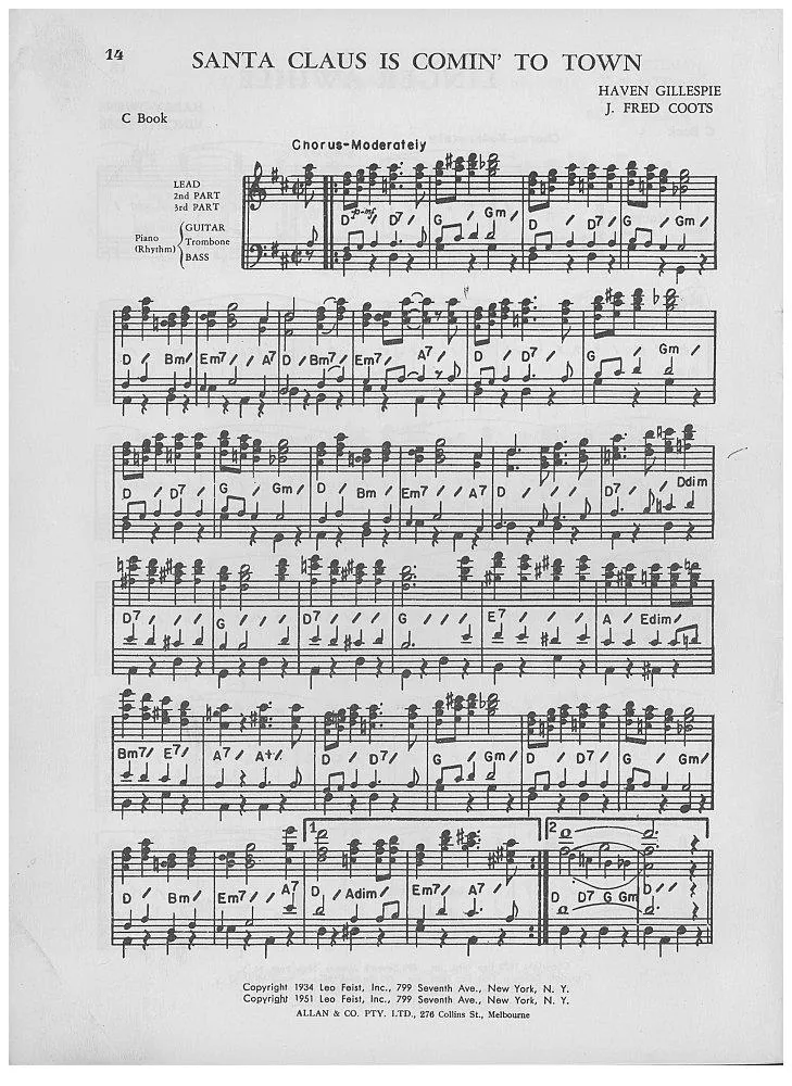 télécharger la partition d'accordéon Santa Claus is comin' to town (Chant de Noël) au format PDF
