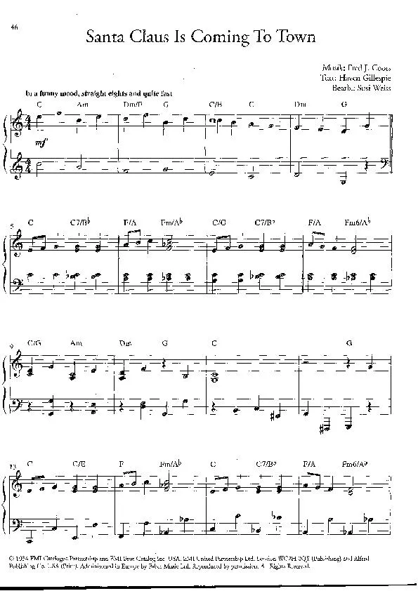 télécharger la partition d'accordéon Santa Claus is coming to town (Arrangement : Susi Weiss) (Chant de Noël) au format PDF