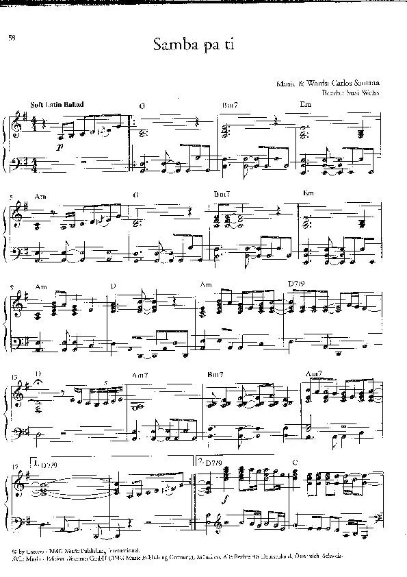 télécharger la partition d'accordéon Samba pa ti (Arrangement : Susi Weiss) (Cha Cha) au format PDF