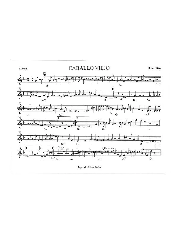 télécharger la partition d'accordéon Caballo viejo (Cumbia) au format PDF