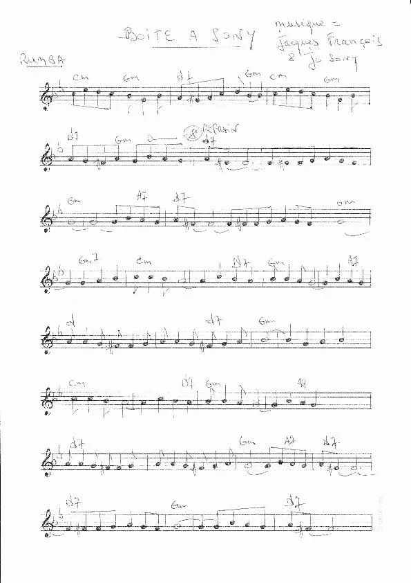 télécharger la partition d'accordéon Boite à Sony (Rumba) (Partition Manuscrite) au format PDF
