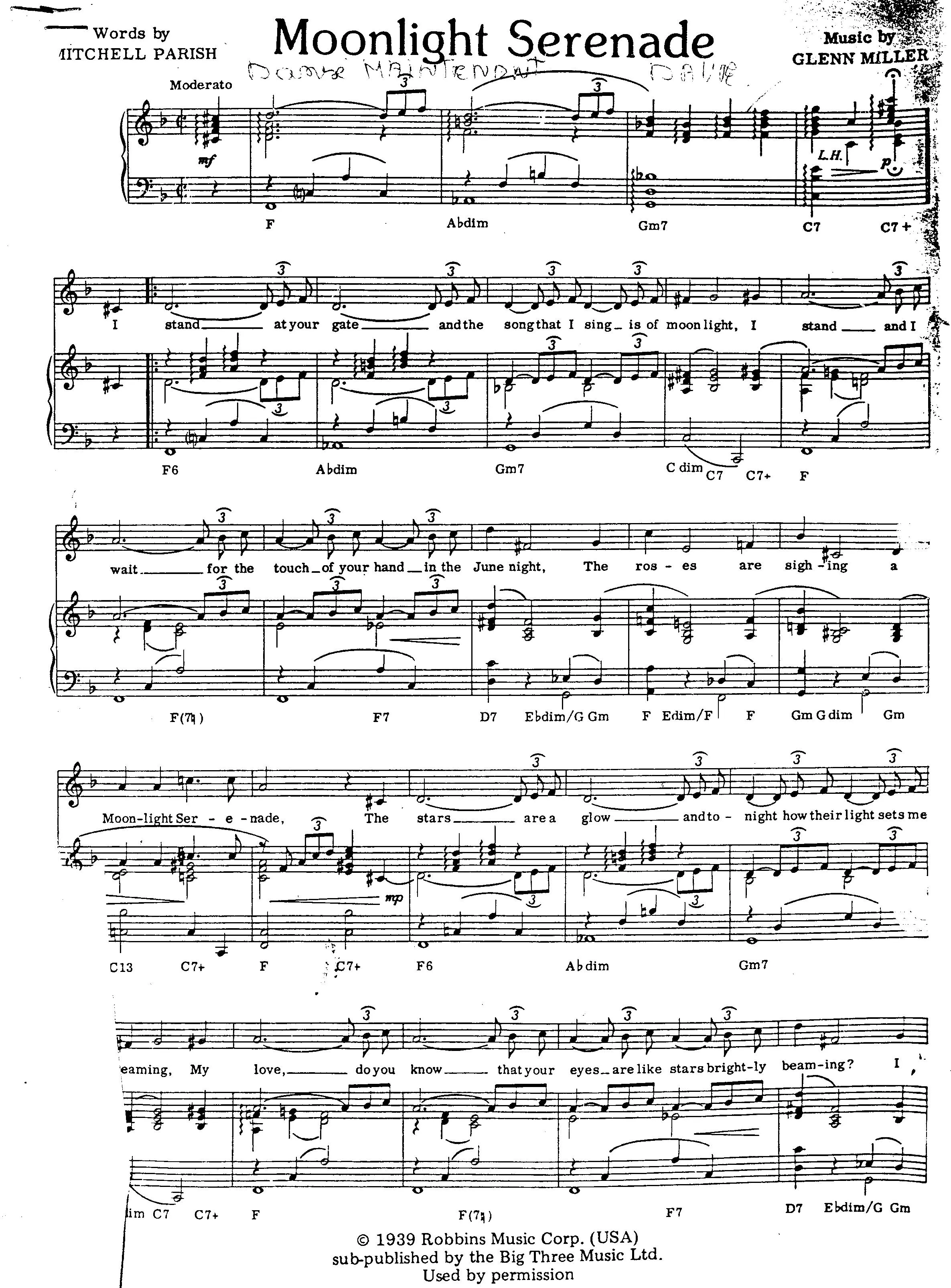 télécharger la partition d'accordéon Moonlight Serenade (Dansez maintenant) au format PDF