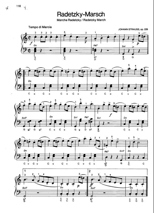 télécharger la partition d'accordéon Radetzky Marsch (Op 228) (Marche Militaire Viennoise) au format PDF