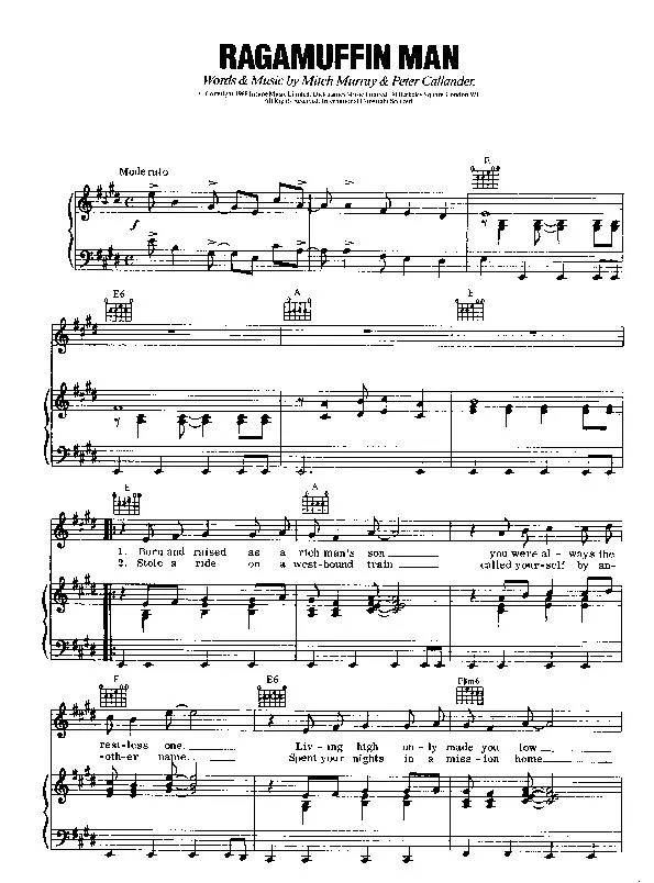 télécharger la partition d'accordéon Ragamuffin man (Interprètes : Manfred Mann) (Disco Rock) au format PDF