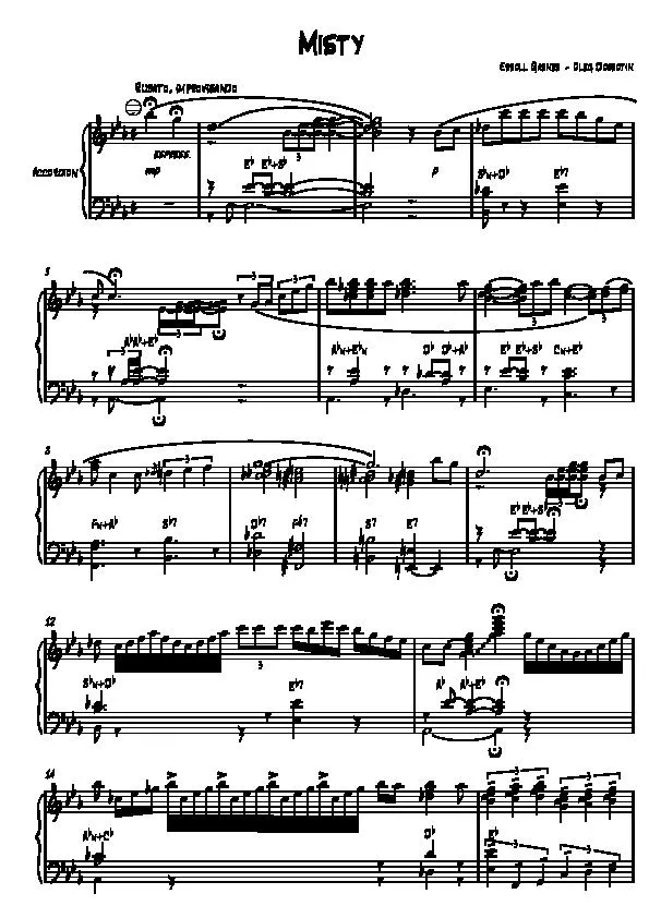 télécharger la partition d'accordéon Misty (Arrangement : Oleg Dobrotin) (Accordéon) au format PDF
