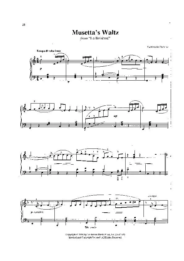 télécharger la partition d'accordéon Musetta's Waltz (De l'Opéra : La Bohème) (Valse Lente) au format PDF
