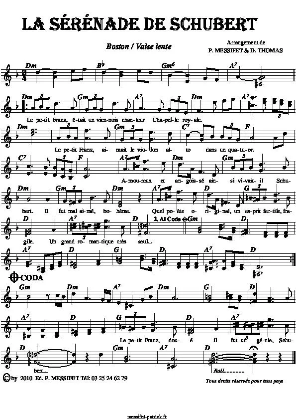 télécharger la partition d'accordéon La Sérénade de Schubert (Boston / Valse Lente) au format PDF
