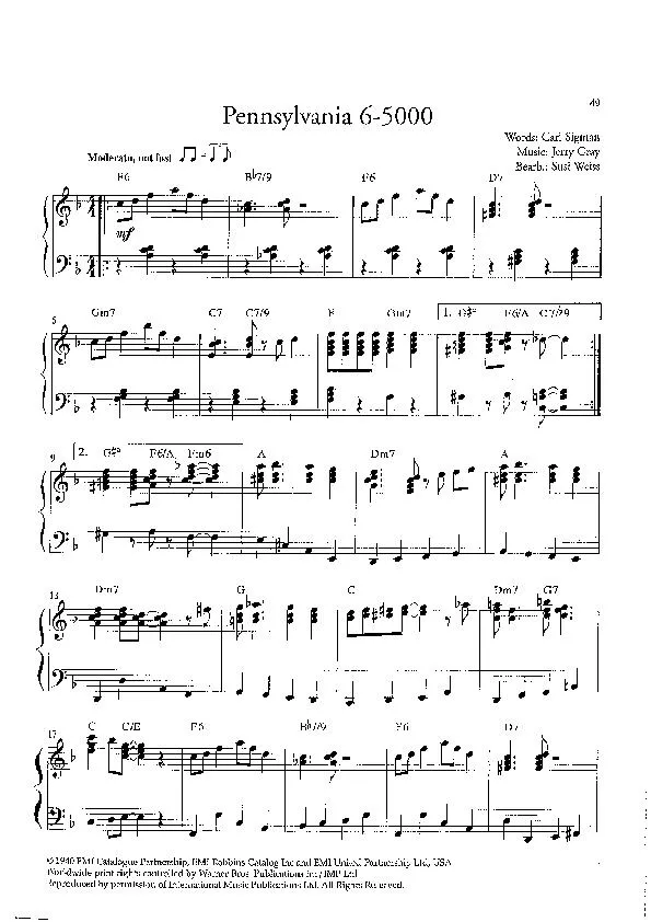 télécharger la partition d'accordéon Pennsylvania 6-5000 (Arrangement : Susi Weiss) (Swing Madison) au format PDF