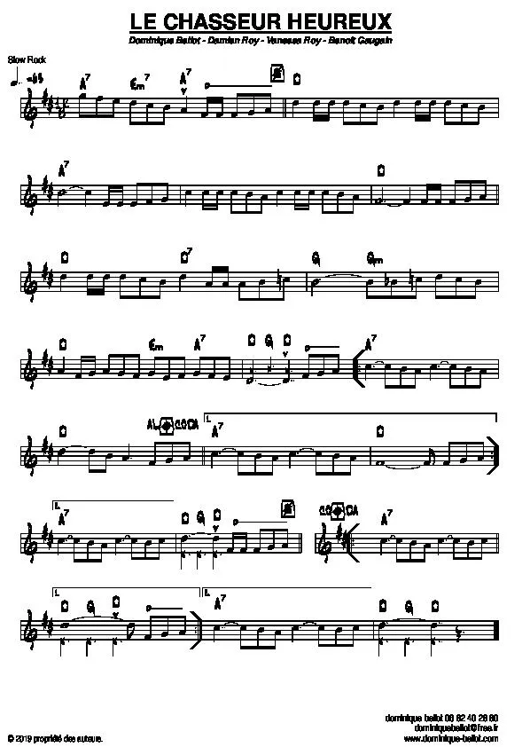 télécharger la partition d'accordéon Le chasseur heureux (Slow Rock) au format PDF