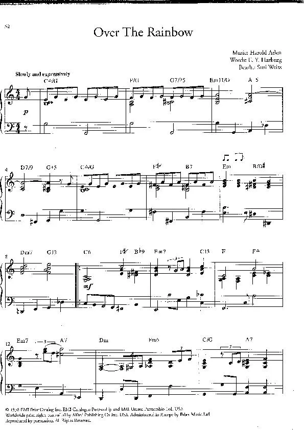 télécharger la partition d'accordéon Over the rainbow (Arrangement : Susi Weiss) (Slow) au format PDF