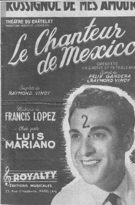 télécharger la partition d'accordéon Rossignol de mes amours (De l'opérette : Le chanteur de Mexico) (Chant : Luis Mariano) au format PDF