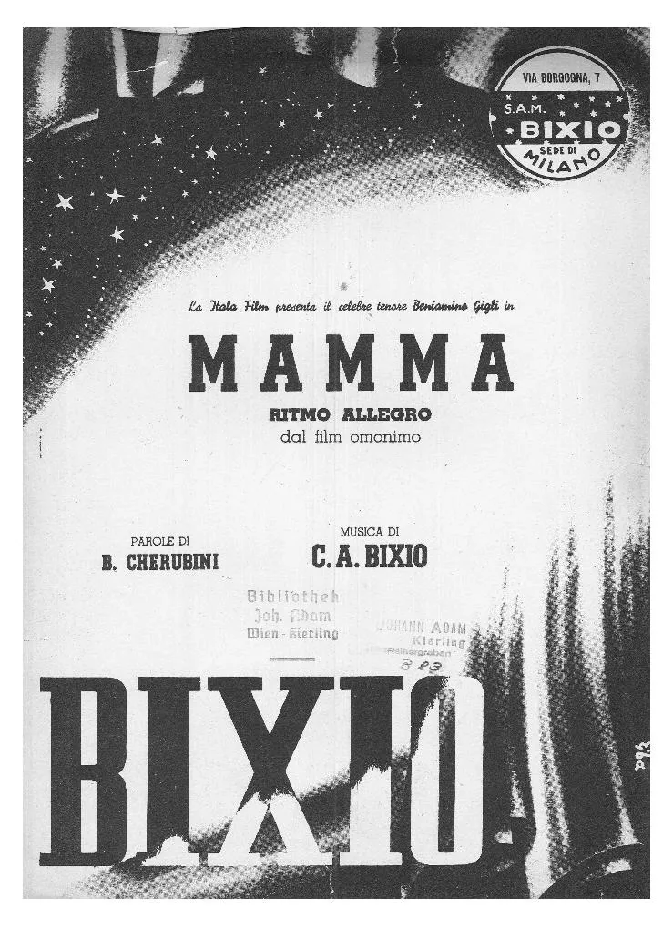télécharger la partition d'accordéon Mamma (Du Film : Omonimo) (Ritmo allegro) au format PDF