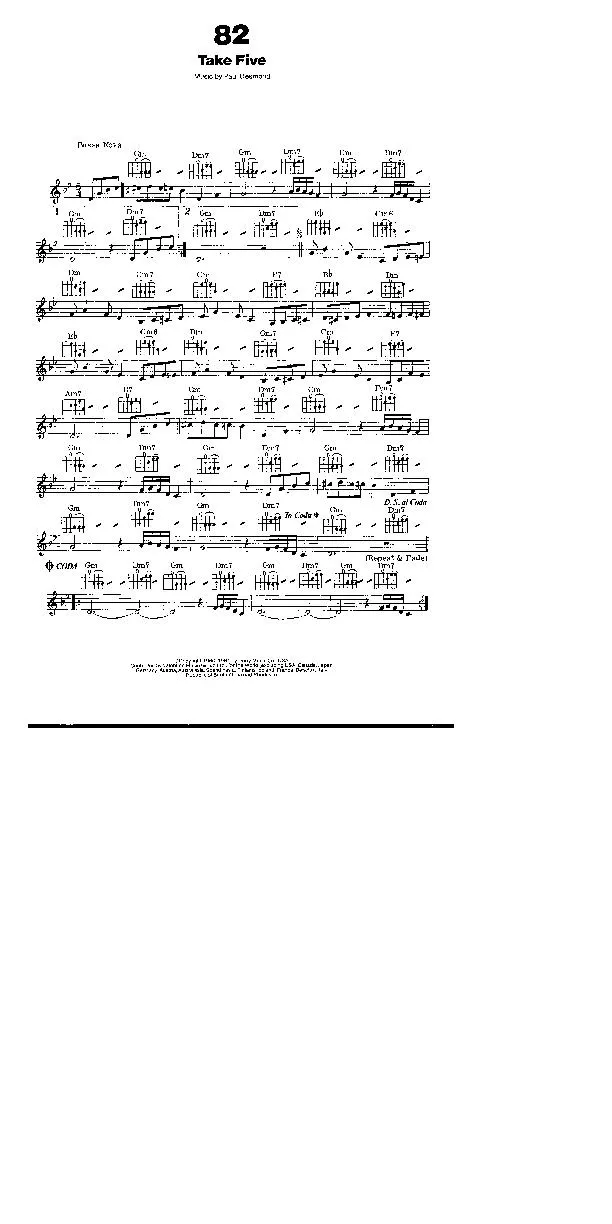 télécharger la partition d'accordéon Take Five (Interprète : Dave Brubeck) (Bossa Nova) au format PDF