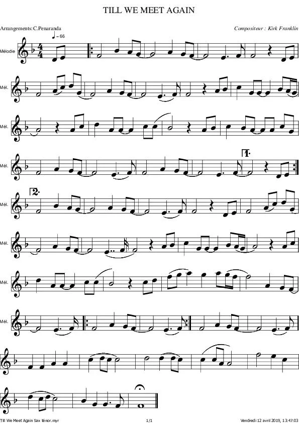 télécharger la partition d'accordéon Till We Meet Again au format PDF
