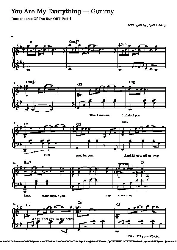 télécharger la partition d'accordéon You Are My Everything (Arrangement : Joyce Leong) (Chant : Gummy) au format PDF