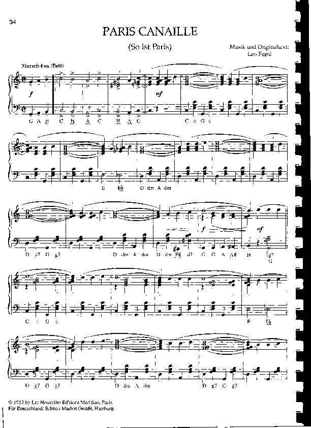 télécharger la partition d'accordéon Paris Canaille (So ist Paris) (Chant : Léo Ferré / Catherine Sauvage / Germaine Montero / Renée Lebas) (Marche Fox) au format PDF