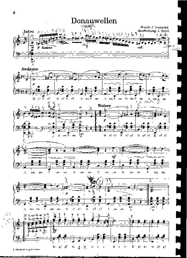 télécharger la partition d'accordéon Donauwellen (Les flots du Danube) (Arrangement pour accordéon de J Hartl) (Valse) au format PDF