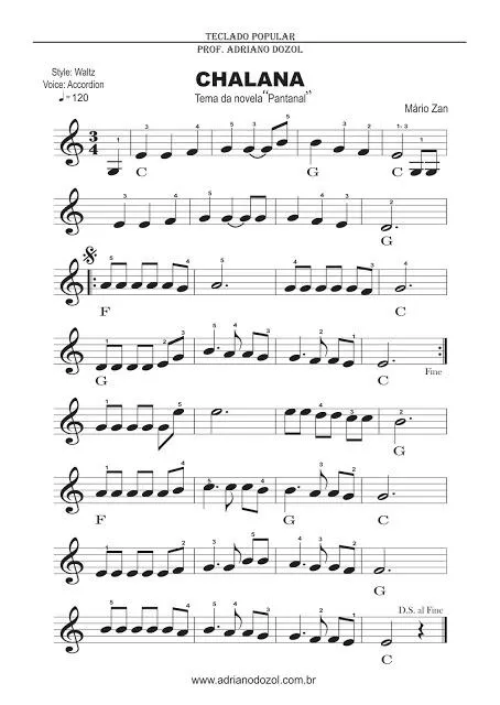télécharger la partition d'accordéon Chalana (Pantanal theme) (Valse Lente) au format PDF