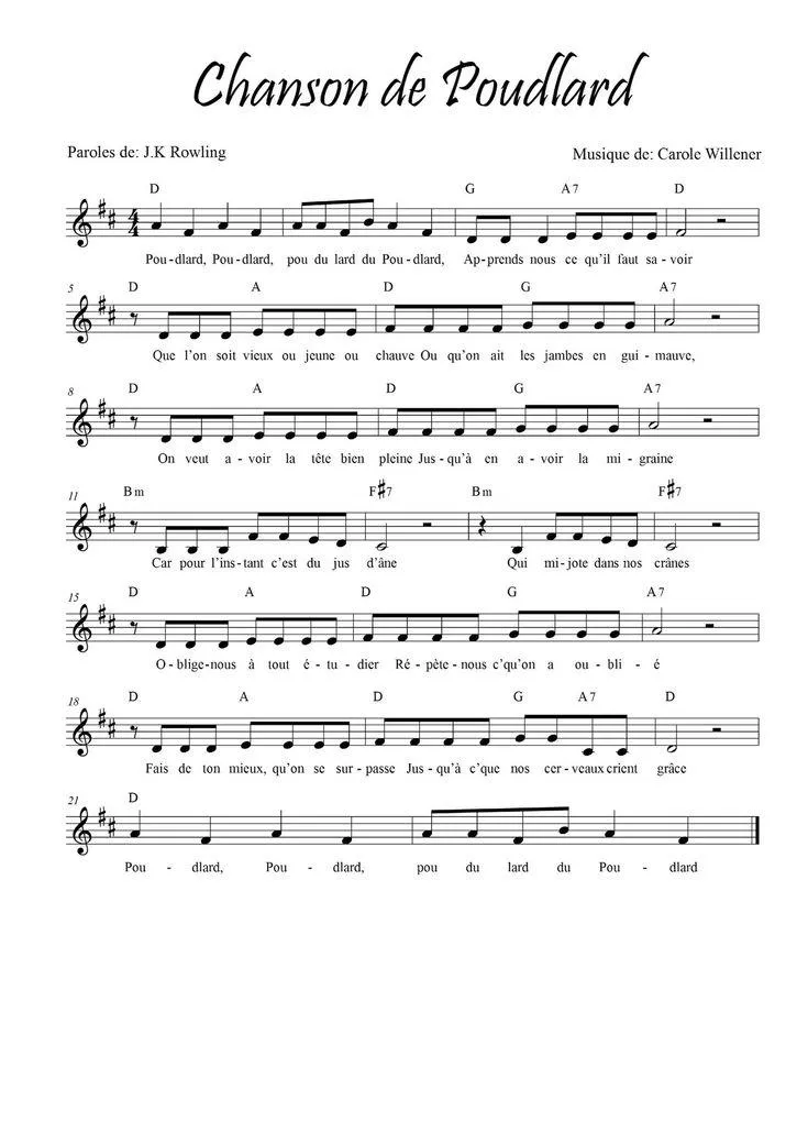 télécharger la partition d'accordéon Chanson de Poudlard (Harry Potter) au format PDF