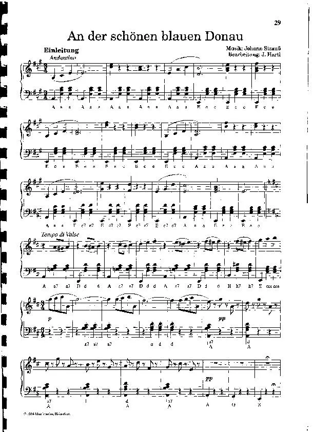 télécharger la partition d'accordéon An der schönen blauen Donau (Le beau Danube bleu) (Arrangement pour accordéon de J Hartl) (Valse Viennoise) au format PDF